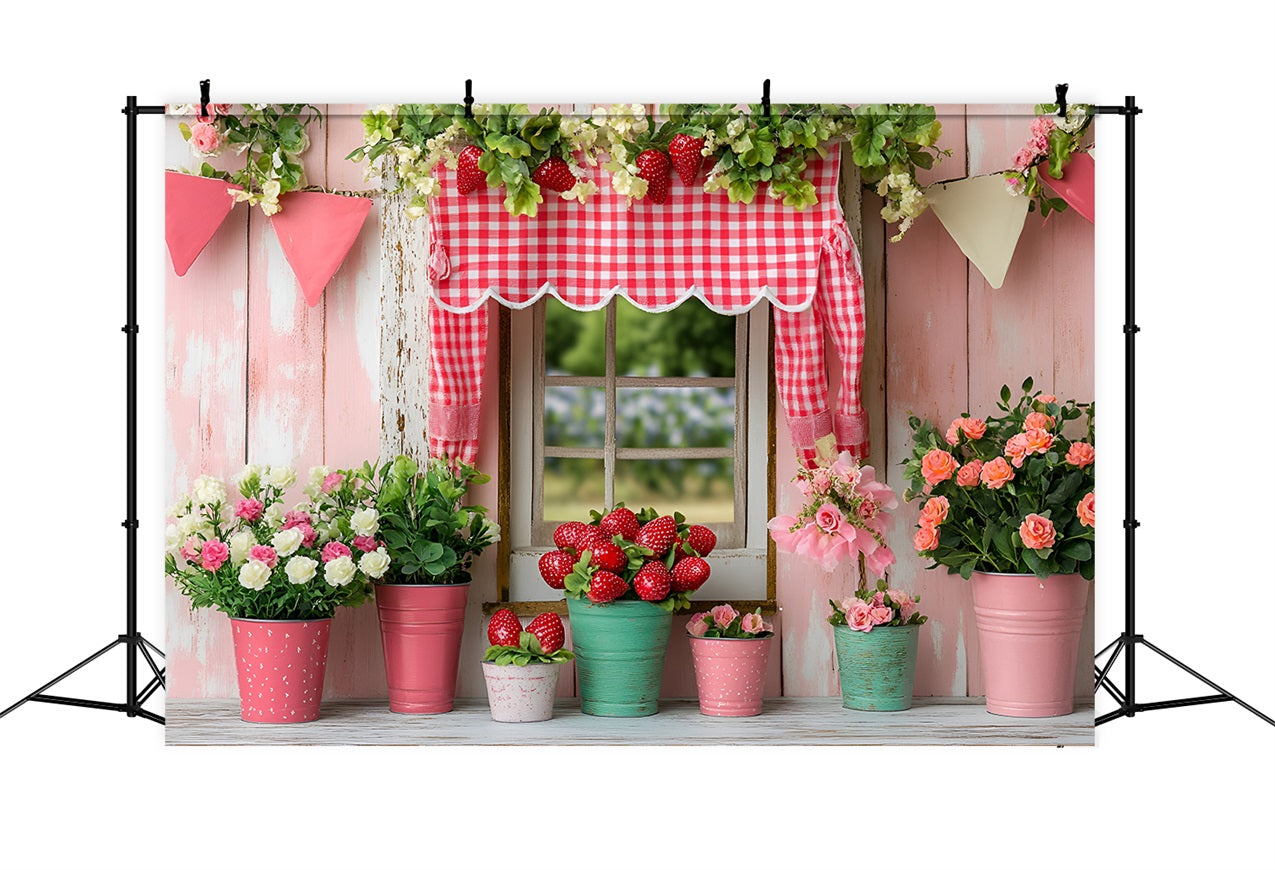 Frühling Backdrop Fotografie Erdbeere Floral Cottage Hintergrund LXX1-119