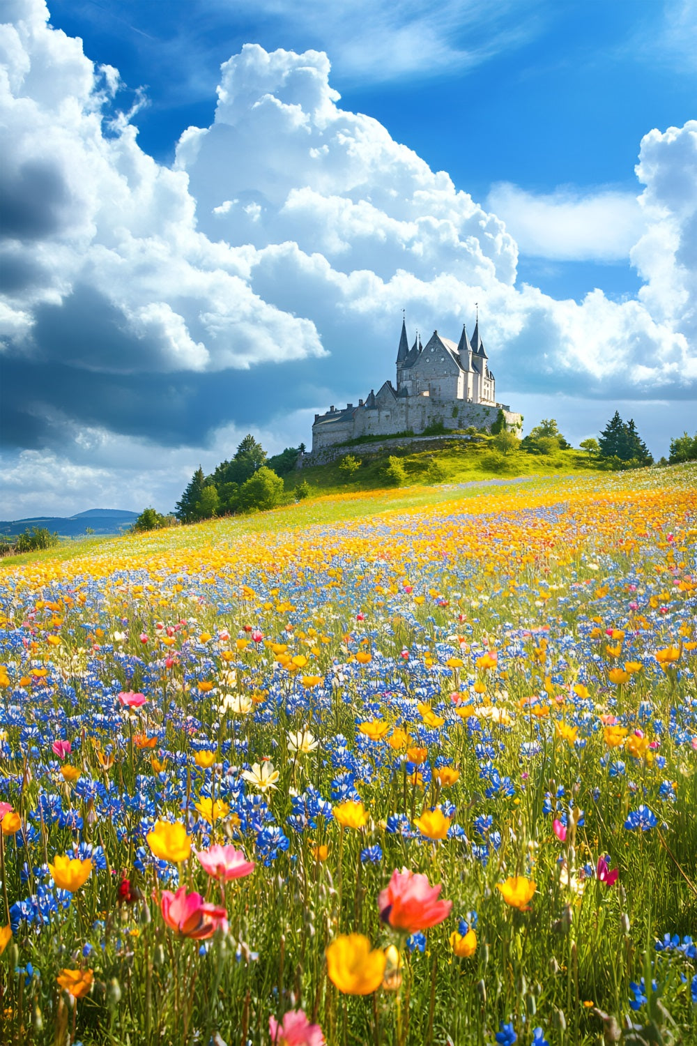 Frühling Fotografie Hintergrund Schloss Floral Landschaft Hintergrund LXX1-136