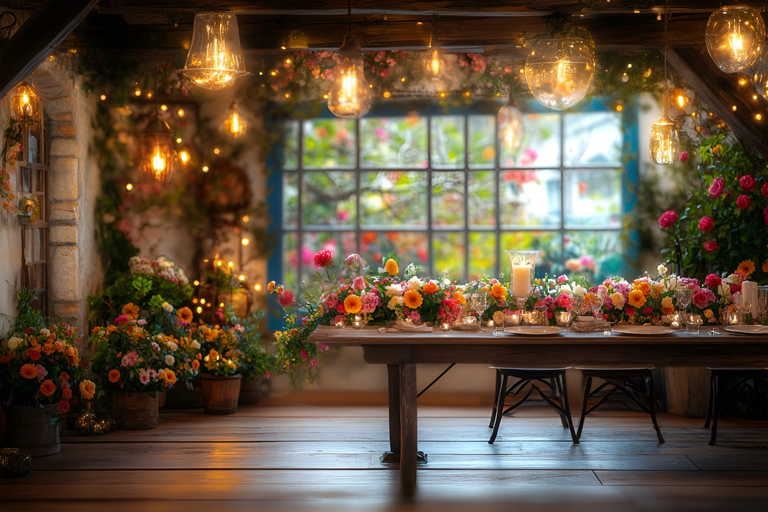 Frühling Fotohintergrund Festliche Blumen Tischhintergrund mit Kerzenlicht LXX1-152