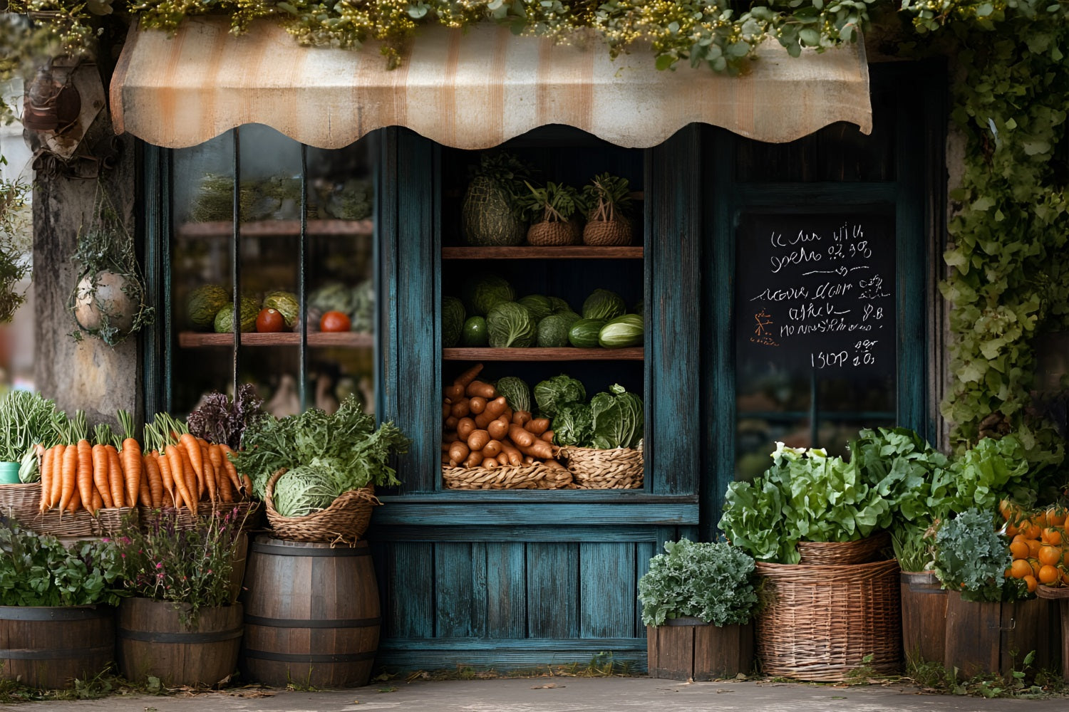 Frühling Fotohintergrund Rustikaler Lebensmittelhändler Bauernhof Fensterhintergrund LXX1-153