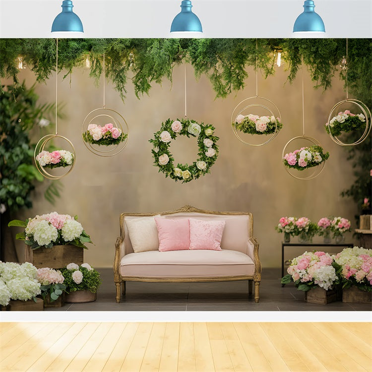 Frühling Blume Backdrop Hanging Cozy Pastell Lounge Hintergrund LXX1-169