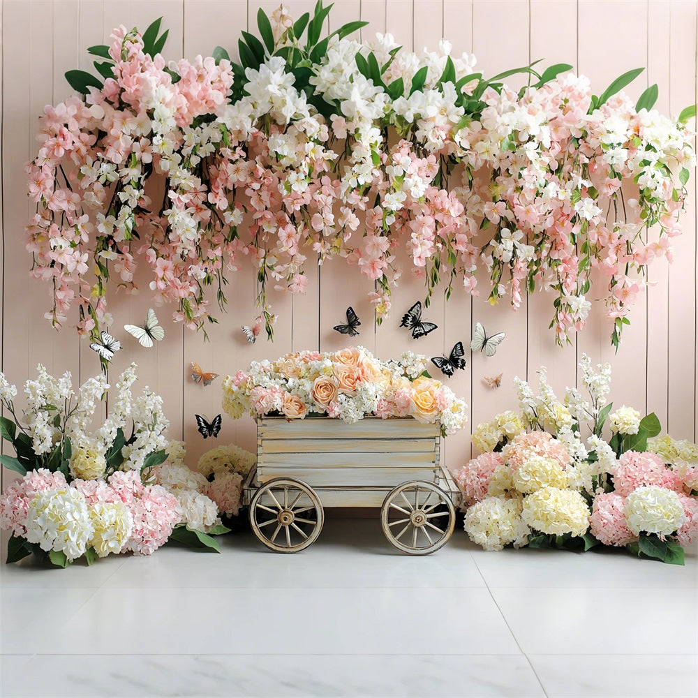 Spring Backdrops Romantische Hängende Blumen Cart Backdrop LXX1-2