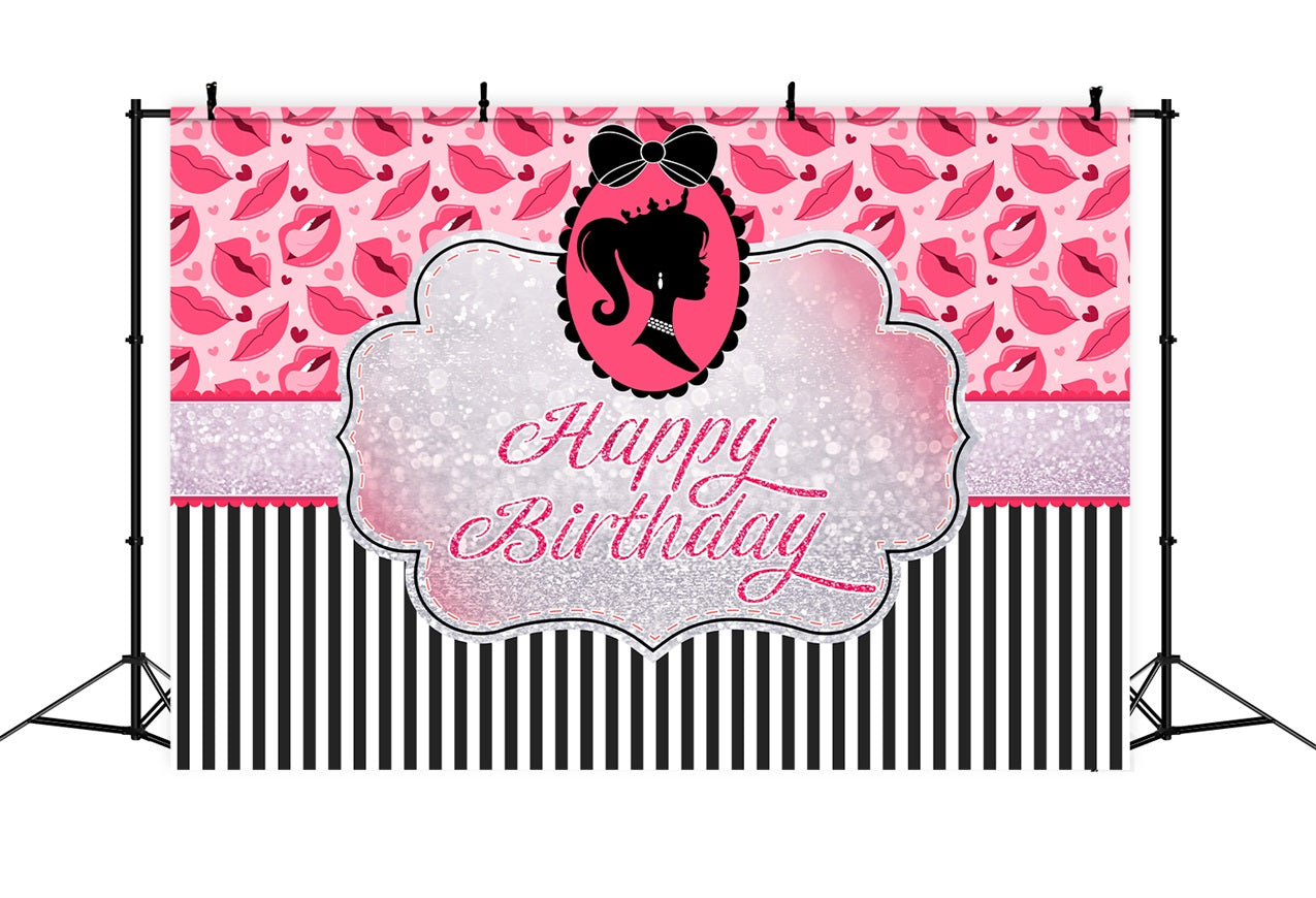 Individueller Hintergrund Geburtstag Rosa Puppe Glitzernde Prinzessin Hintergrund LXX1-202