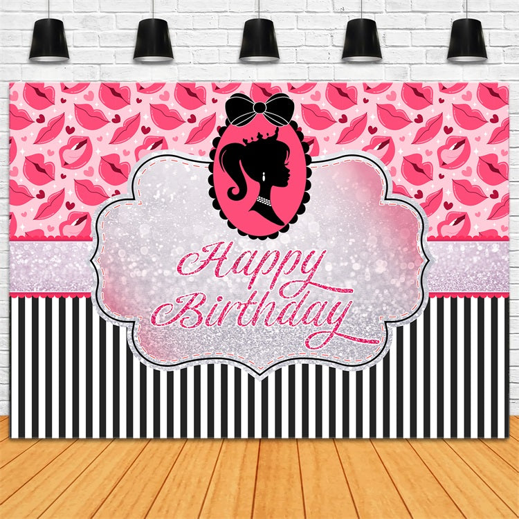 Individueller Hintergrund Geburtstag Rosa Puppe Glitzernde Prinzessin Hintergrund LXX1-202