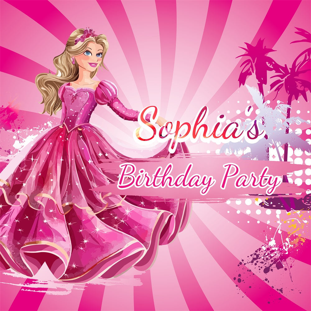 Individueller Hintergrund Geburtstagsparty Rosa Puppe Prinzessin Glamour Hintergrund LXX1-204