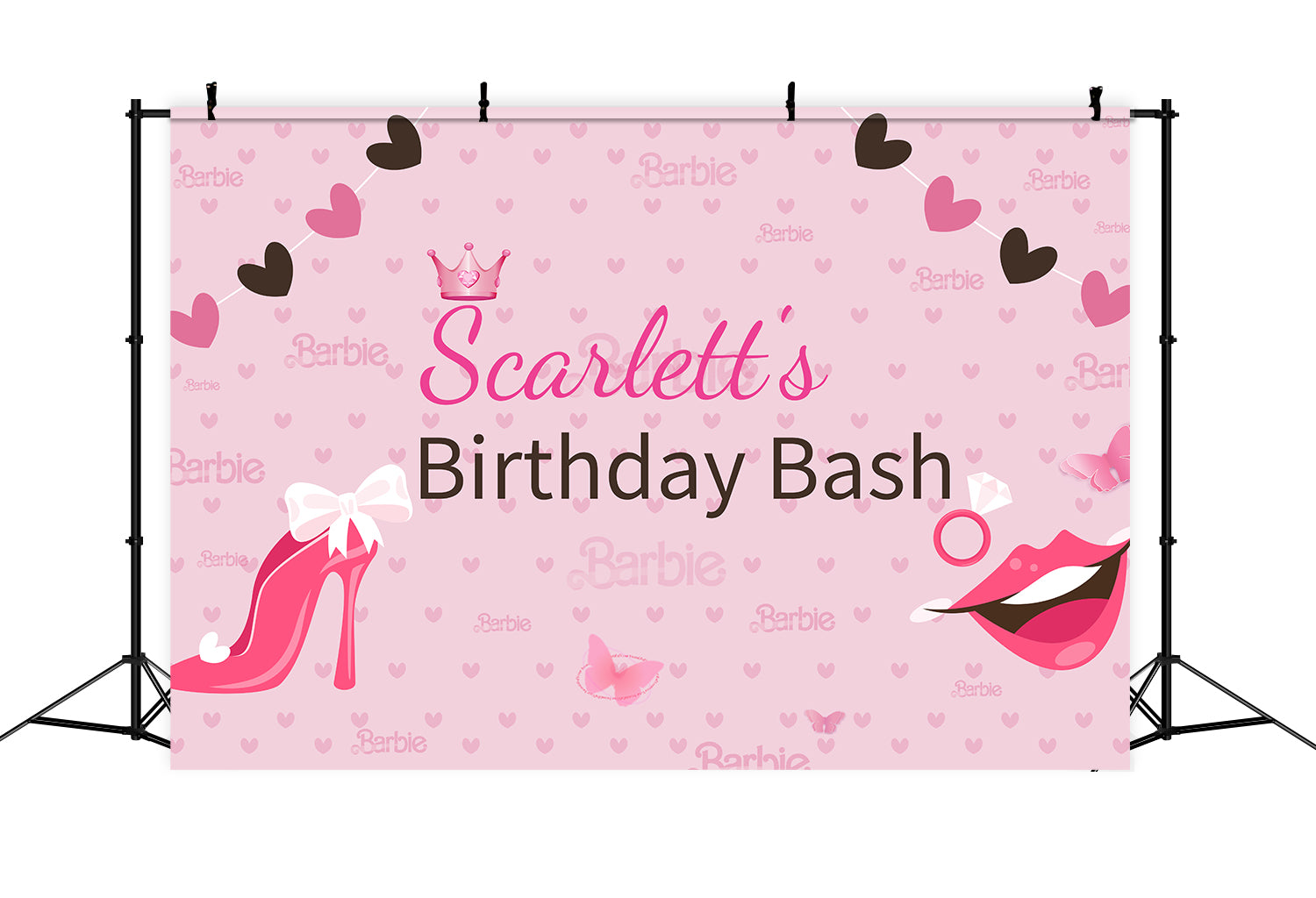 Benutzerdefinierte Hintergrund Geburtstagsparty Rosa Puppe Scarlett Rosa Hintergrund LXX1-207
