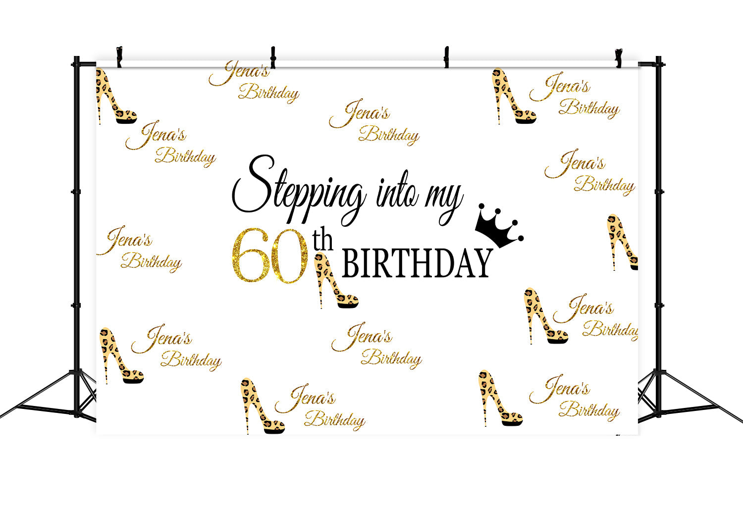 Benutzerdefinierte 60. Geburtstag Backdrop Elegant Leopard Glitter Shoe Backdrop LXX1-21