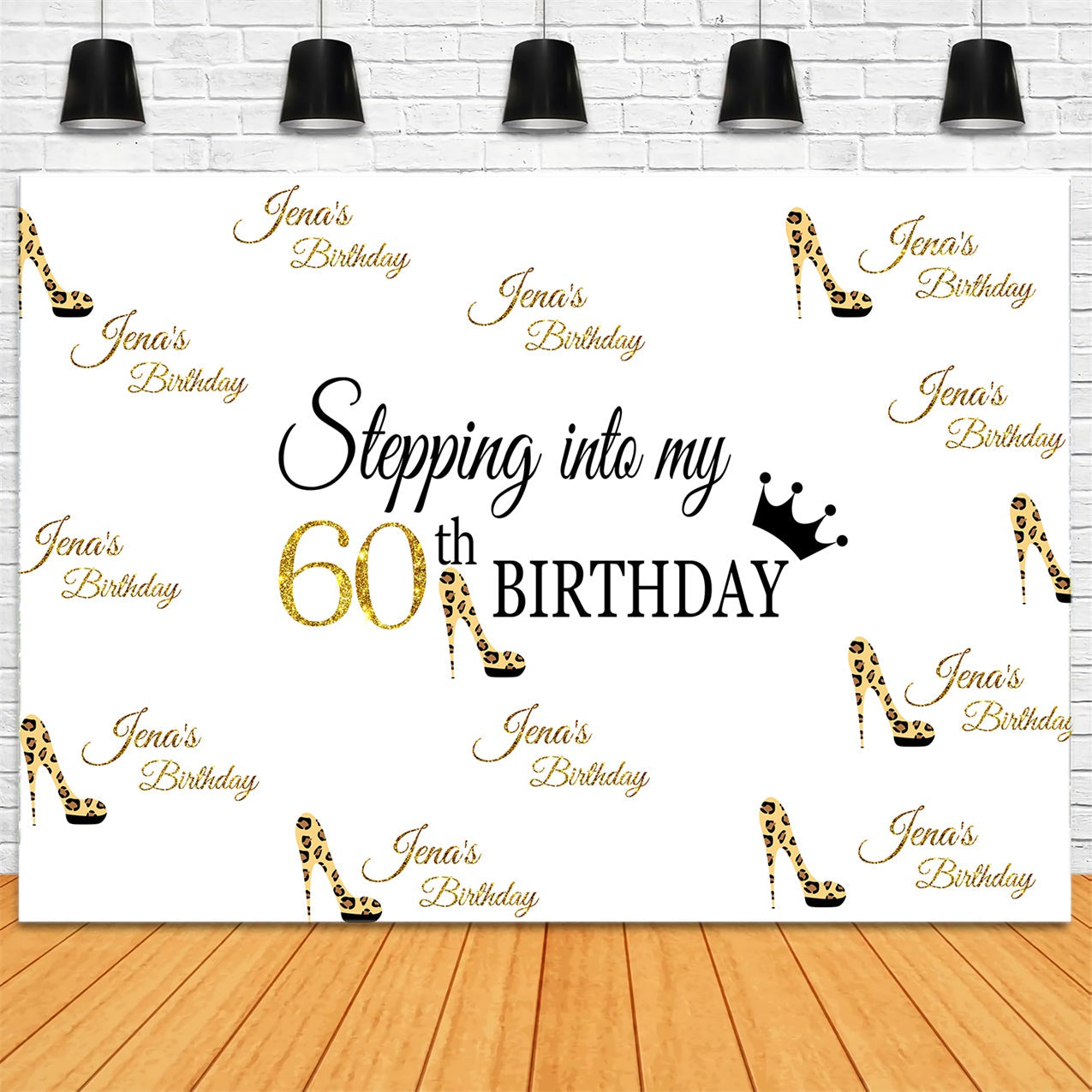 Benutzerdefinierte 60. Geburtstag Backdrop Elegant Leopard Glitter Shoe Backdrop LXX1-21