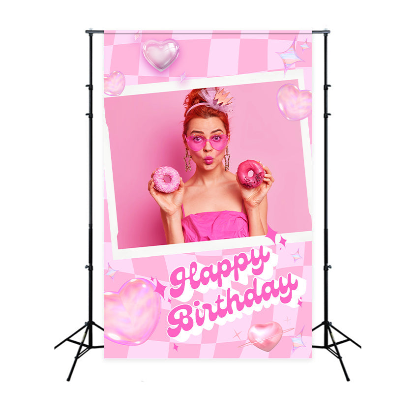 Benutzerdefinierte Hintergrund Geburtstag Rosa Puppe Retro-Charme Happy Hintergrund LXX1-212