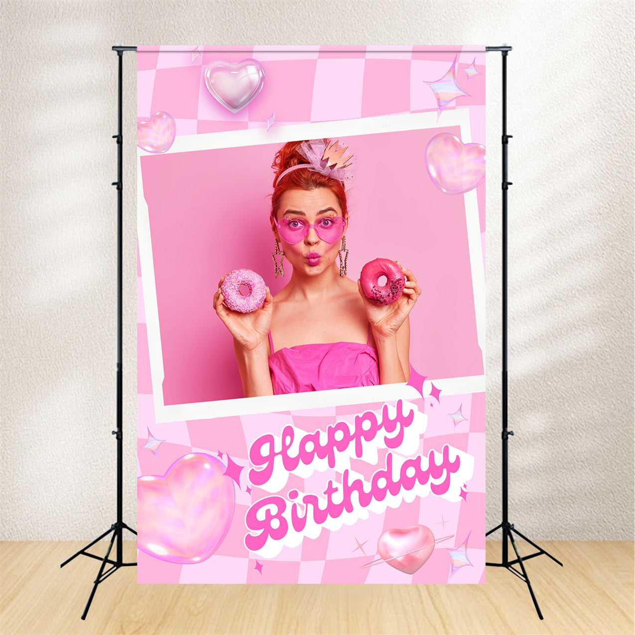 Benutzerdefinierte Hintergrund Geburtstag Rosa Puppe Retro-Charme Happy Hintergrund LXX1-212