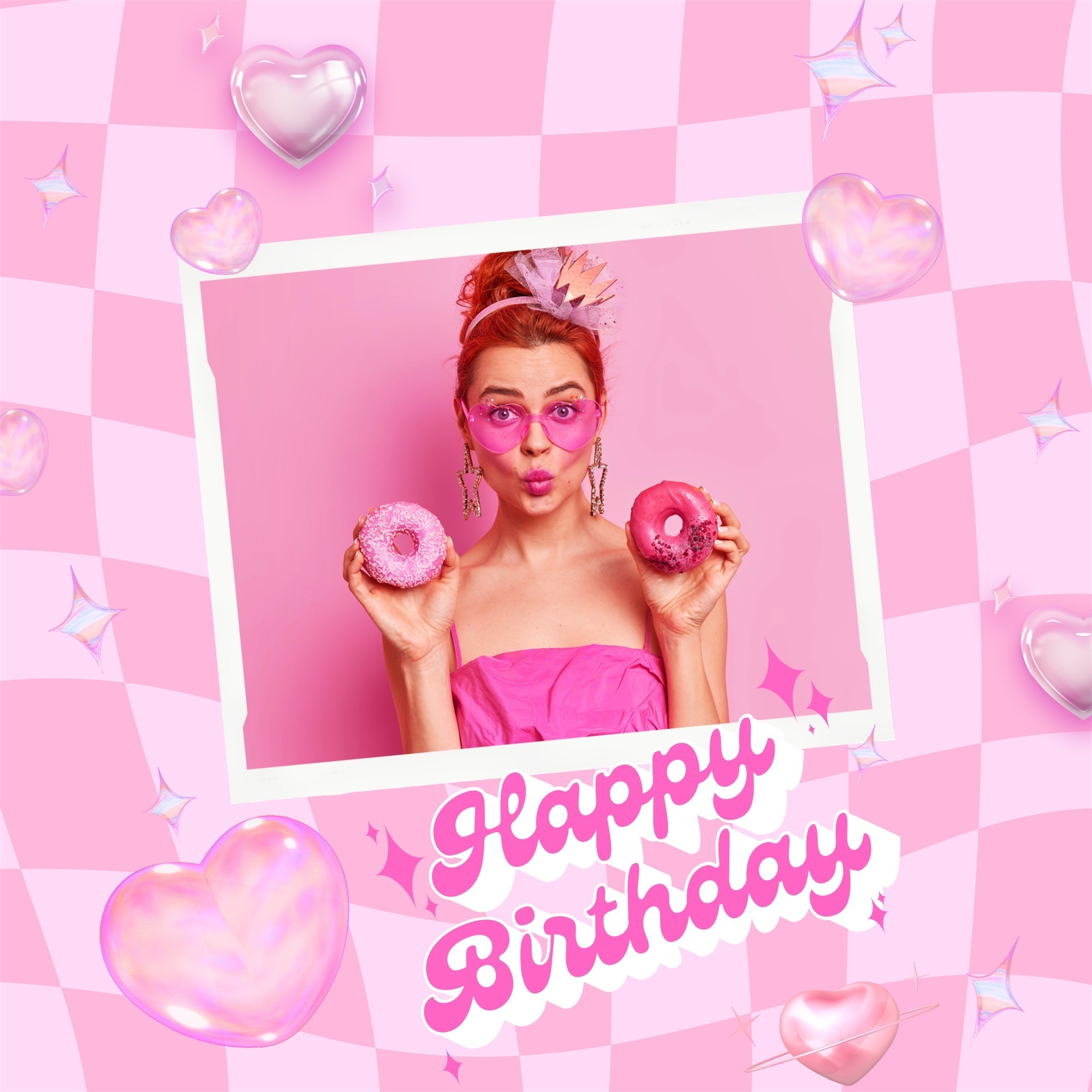 Benutzerdefinierte Hintergrund Geburtstag Rosa Puppe Retro-Charme Happy Hintergrund LXX1-212