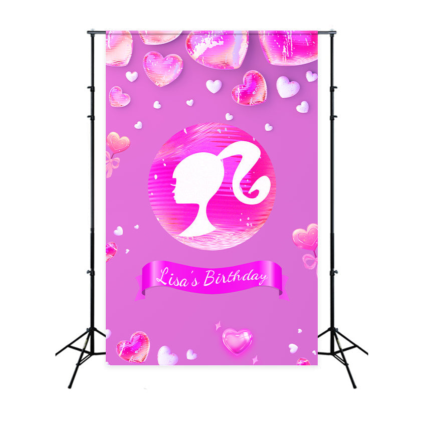 Benutzerdefinierte Backdrops für Geburtstage Rosa Puppe Lisa Event Backdrop LXX1-214
