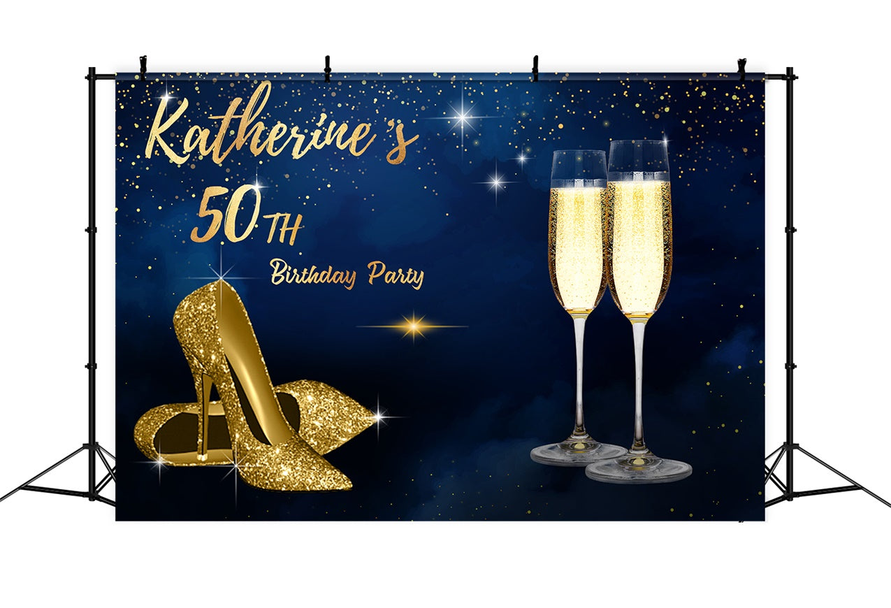 Custom 50. Geburtstag Backdrops Glittering Champagne Heels Backdrop LXX1-22