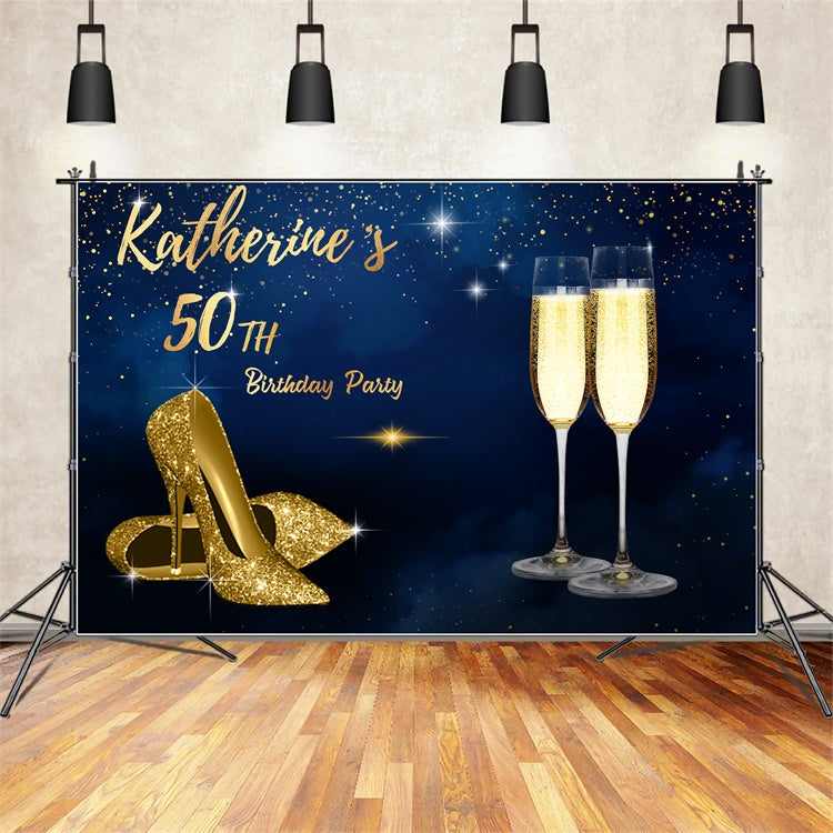 Custom 50. Geburtstag Backdrops Glittering Champagne Heels Backdrop LXX1-22