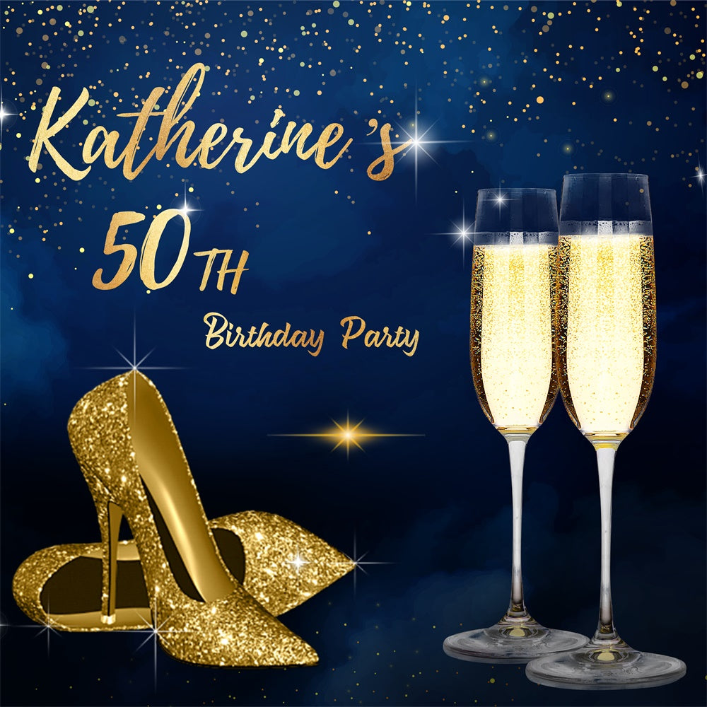 Custom 50. Geburtstag Backdrops Glittering Champagne Heels Backdrop LXX1-22