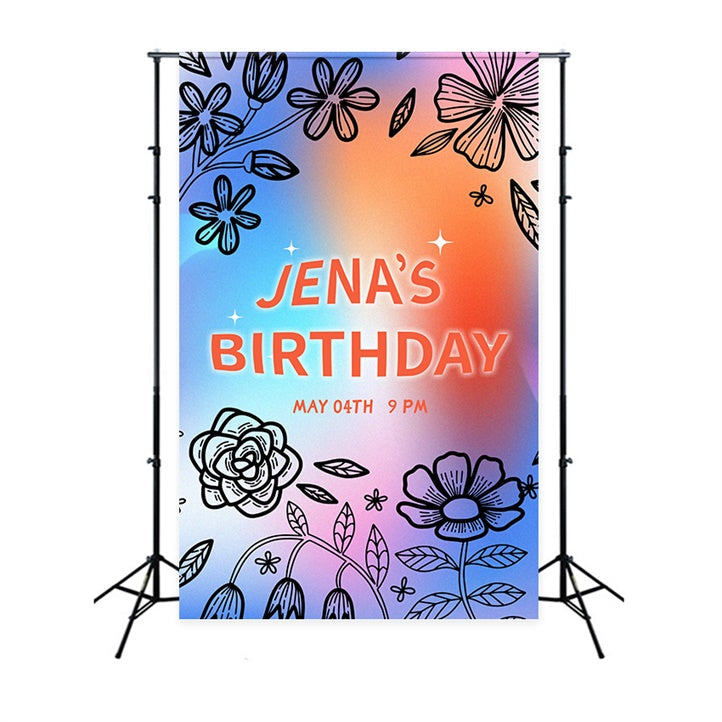 Custom Birthday Backdrops Bunte Gradient Flower Backdrop LXX1-224