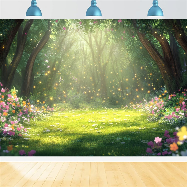 Haustier Fotografie Hintergrund Verträumter Wald Blumen Hintergrund LXX1-272