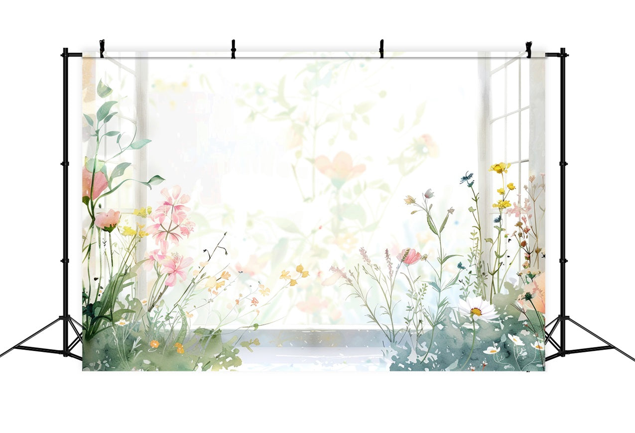 Backdrops für Frühling Zarte Blumen Fenster Hintergrund LXX1-76