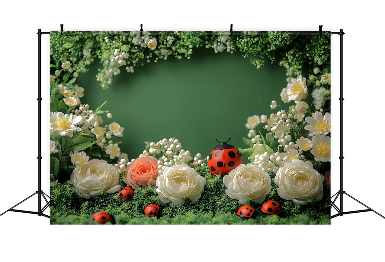 Frühling Thematische Hintergrundkulisse Charming Ladybug Floral Backdrop LXX1-87