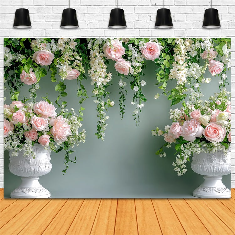 Spring Backdrop Ideen Hanging Florals Urn Decor Backdrop LXX1-9