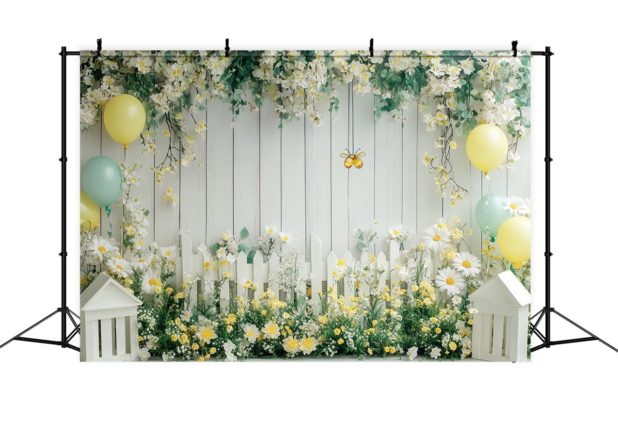 Frühlingsblumen Backdrop Sunny Daisy Floral Zaun Backdrop LXX1-96