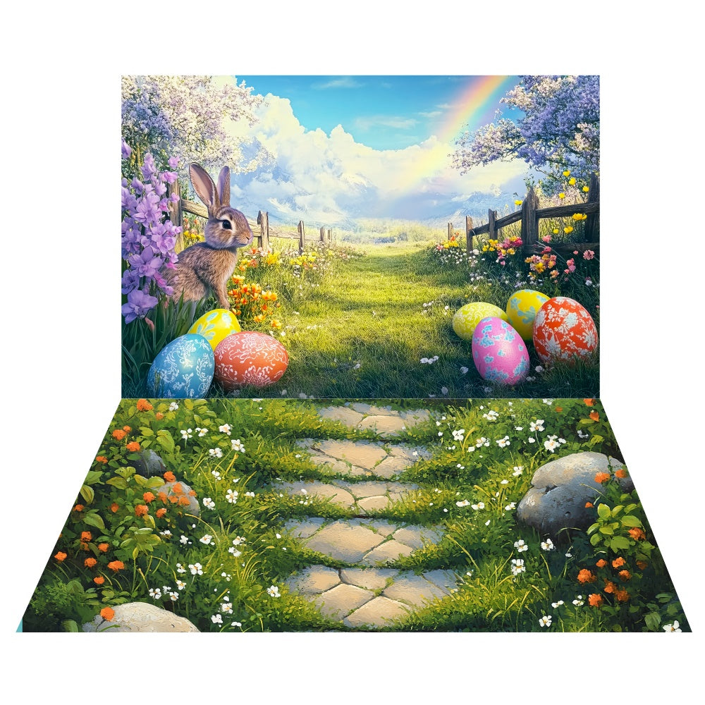 Osterhase Bauernhof-Hintergrund+Naturpfad-Bodenhintergrund LXX2-12