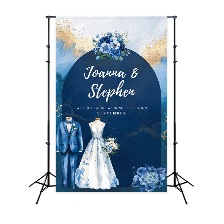 Personalisierte Hochzeit Fotohintergrund Serene Blue Garden Wedding Backdrop LXX2-131