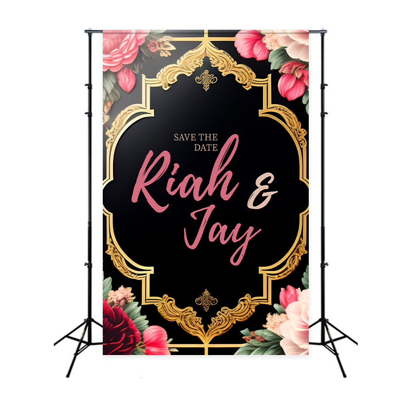 Individueller Hintergrund für die Hochzeit Zeitlose Rose Gold Frame Backdrop LXX2-135