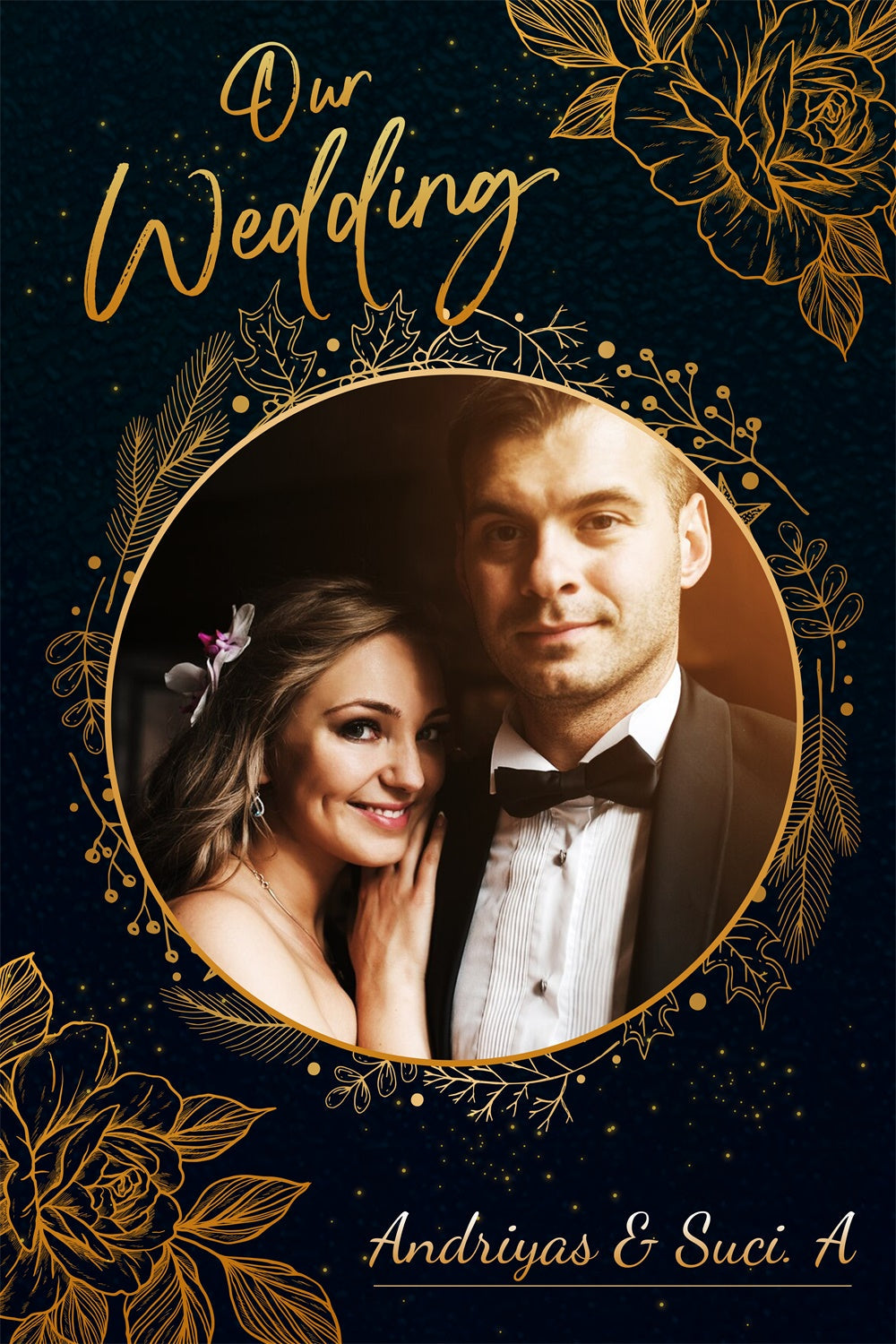 Individueller Hintergrund für die Hochzeit Eleganter goldener Blumenrahmen Hintergrund LXX2-136