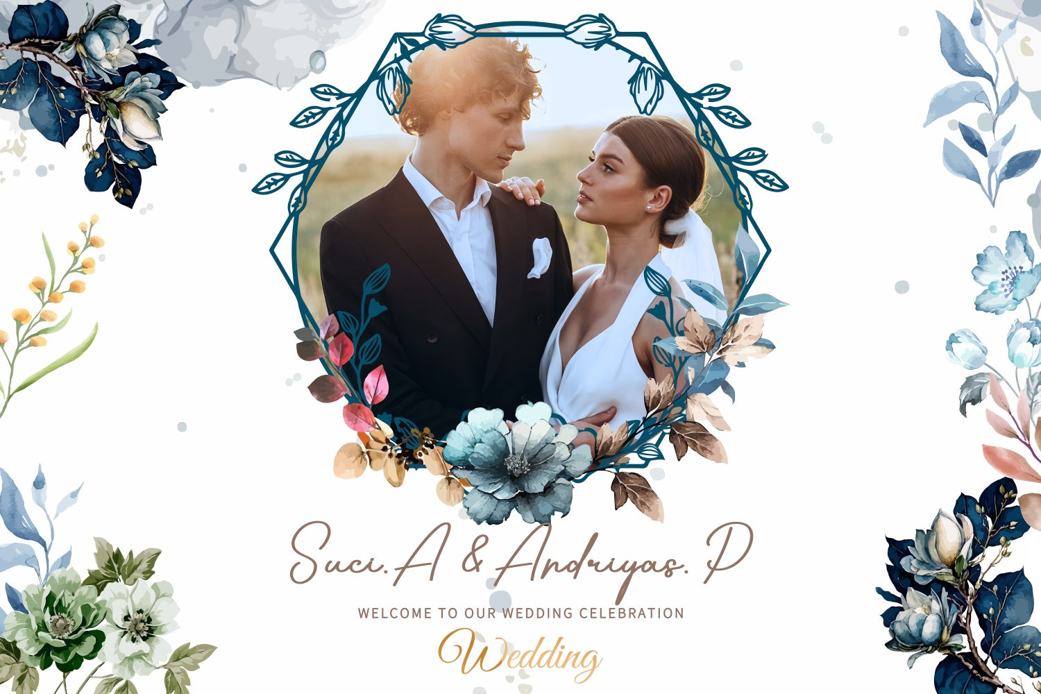 Personalisierter Hintergrund Hochzeit Zeitlos Romantisch Floral Hintergrund LXX2-137