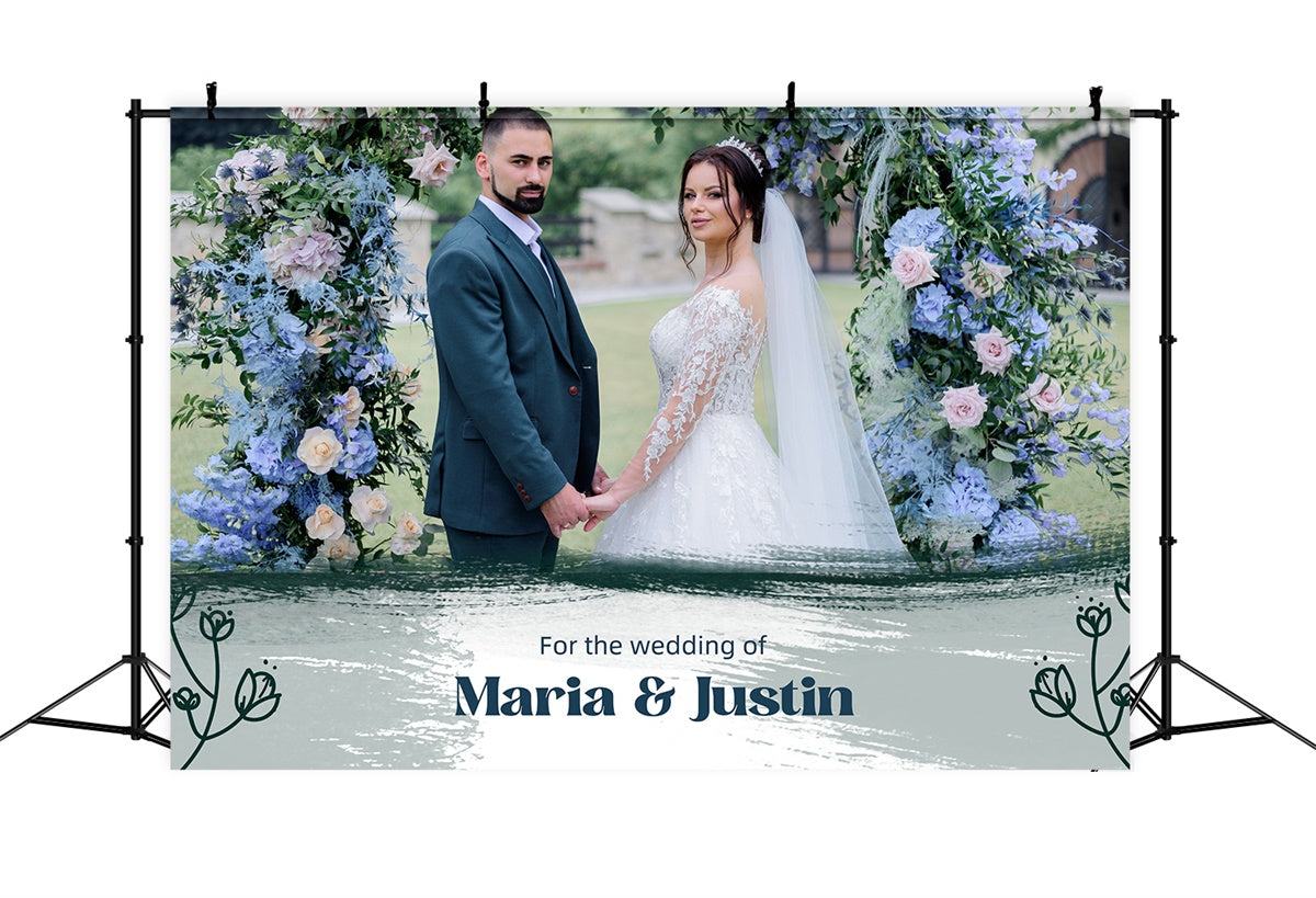 Individueller Fotohintergrund Hochzeit Elegant Grüner Blumenbogen Hintergrund LXX2-138