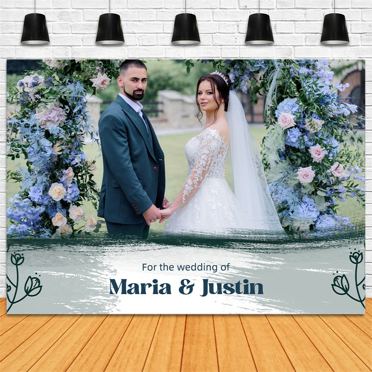 Individueller Fotohintergrund Hochzeit Elegant Grüner Blumenbogen Hintergrund LXX2-138