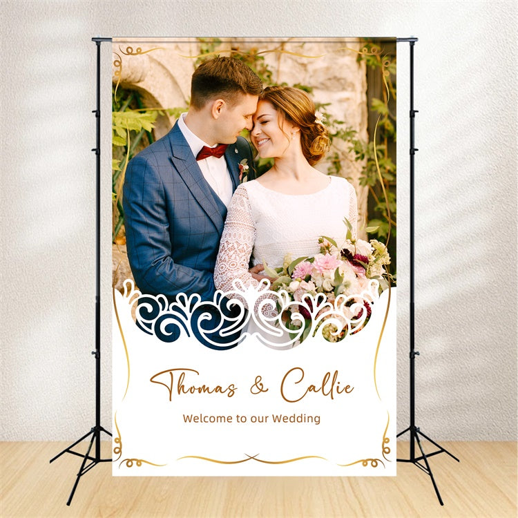 Personalisierte Kulisse Hochzeit Romantischer Garten Vintage Kulisse LXX2-163