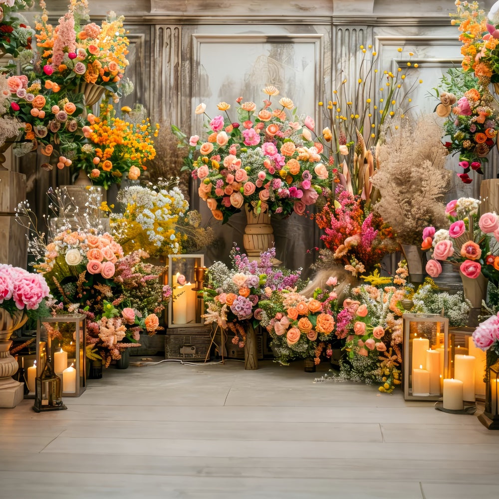 Hintergrund Frühling Vintage Floral Romantisch Kerzenlicht Hintergrund LXX2-56