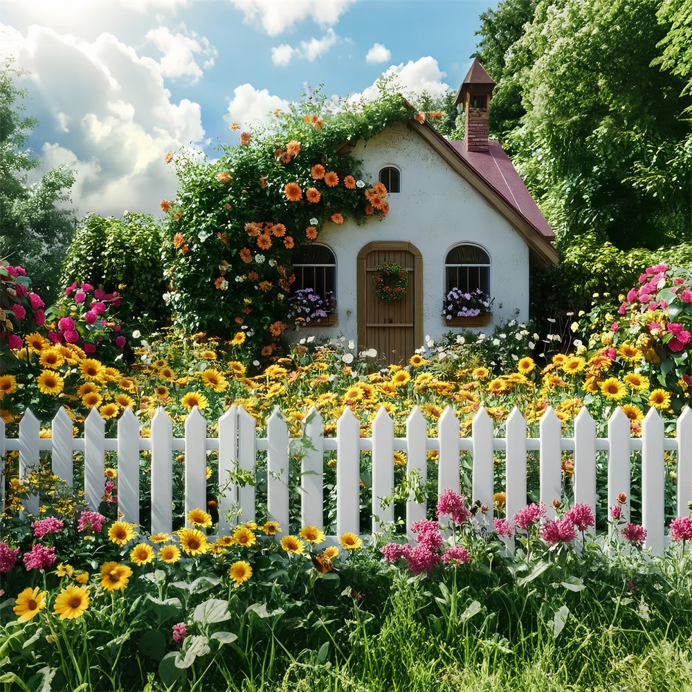 Backdrop Frühling Sonnenblume Cottage Blooming Floral Backdrop LXX2-64