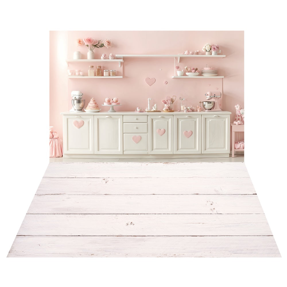 Sweetheart Valentine Küche Hintergrund+Weißer Holzboden Hintergrund LXX2-7
