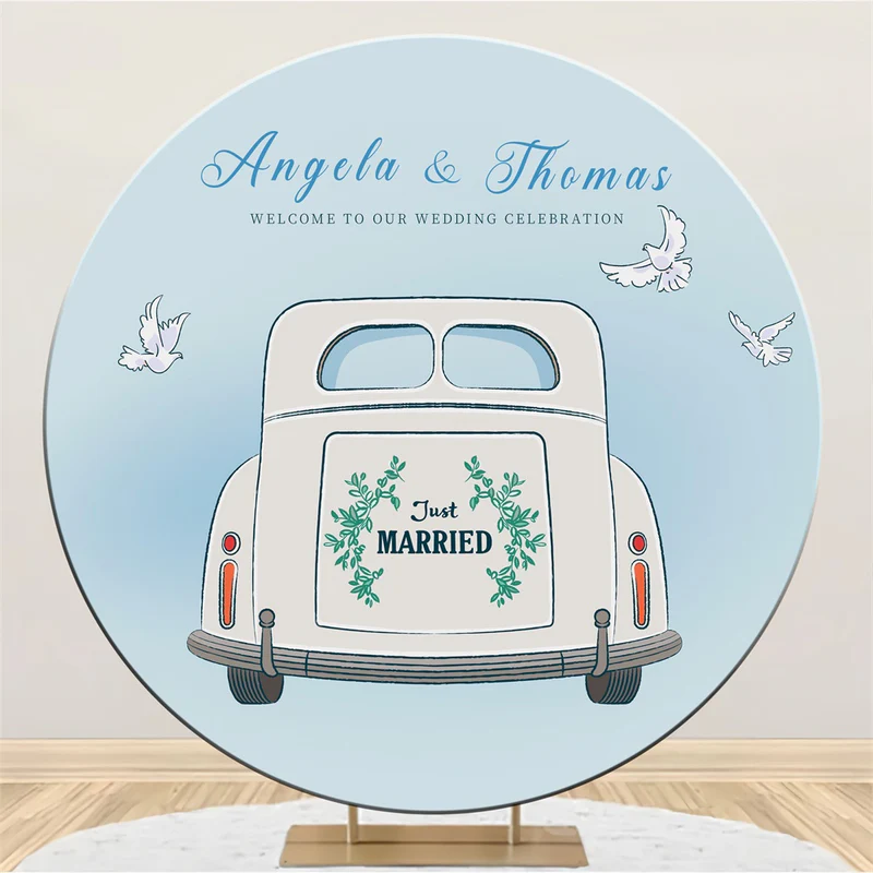 Individuelle Hochzeit Backdrops Elegantes weißes Auto Floral Round Backdrop LXX3-131