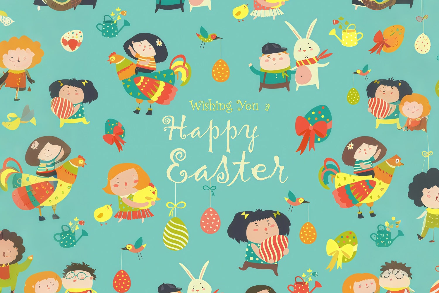 Backdrop für die Ostereiersuche Verspielter Hase Personalisierte Backdrop LXX3-96