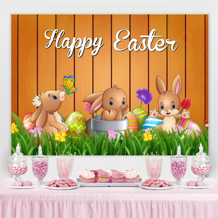 Ostern Hase Hintergrund Cartoon Hase aus Holz Personalisierte Kulisse LXX3-99