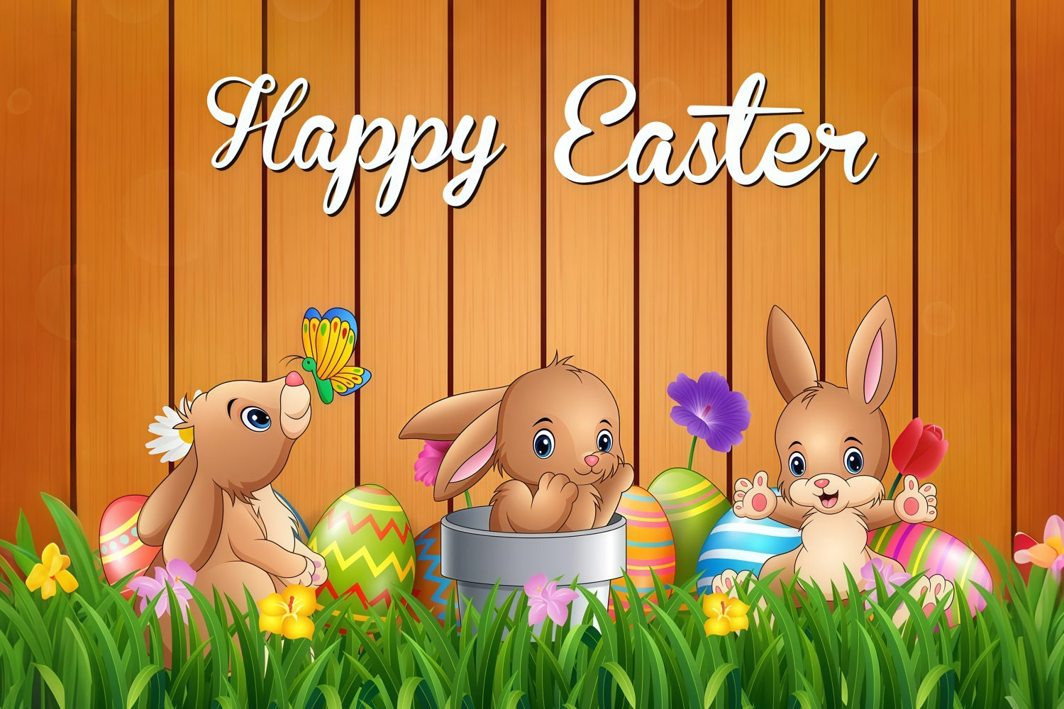 Ostern Hase Hintergrund Cartoon Hase aus Holz Personalisierte Kulisse LXX3-99