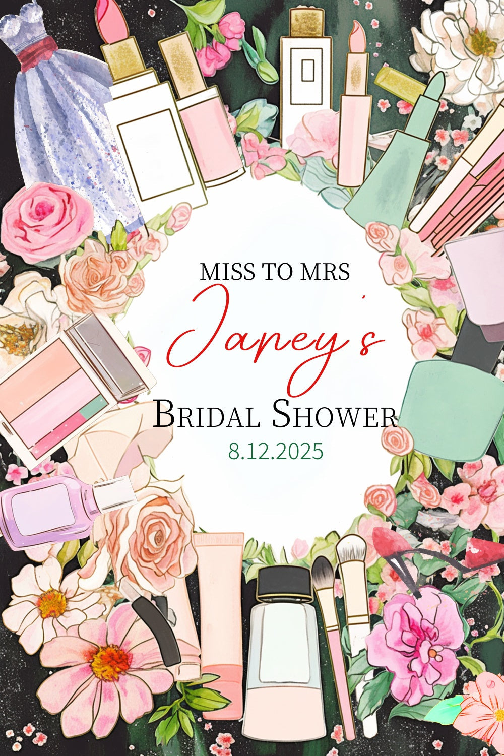 Brautdusche Fotohintergrund Elegantes Makeup Floral Individueller Hintergrund LXX4-107