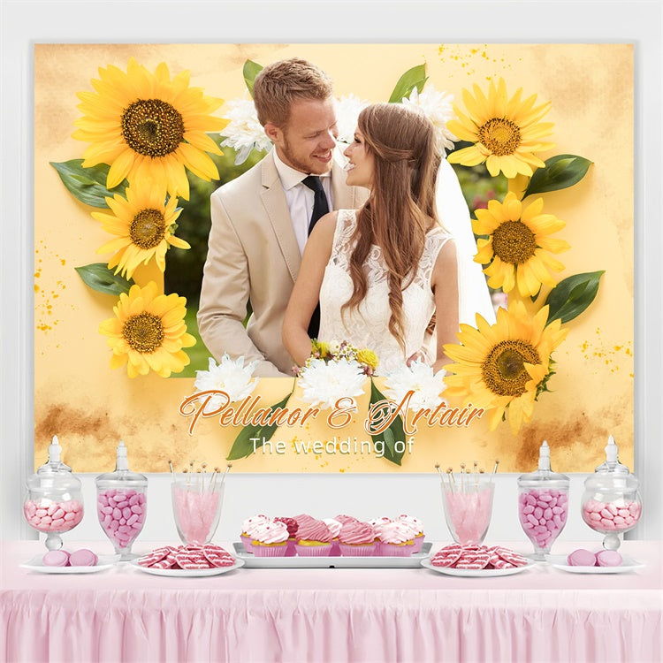 Benutzerdefinierte Hochzeit Fotohintergrund Helle Sonnenblume Hintergrund LXX4-108