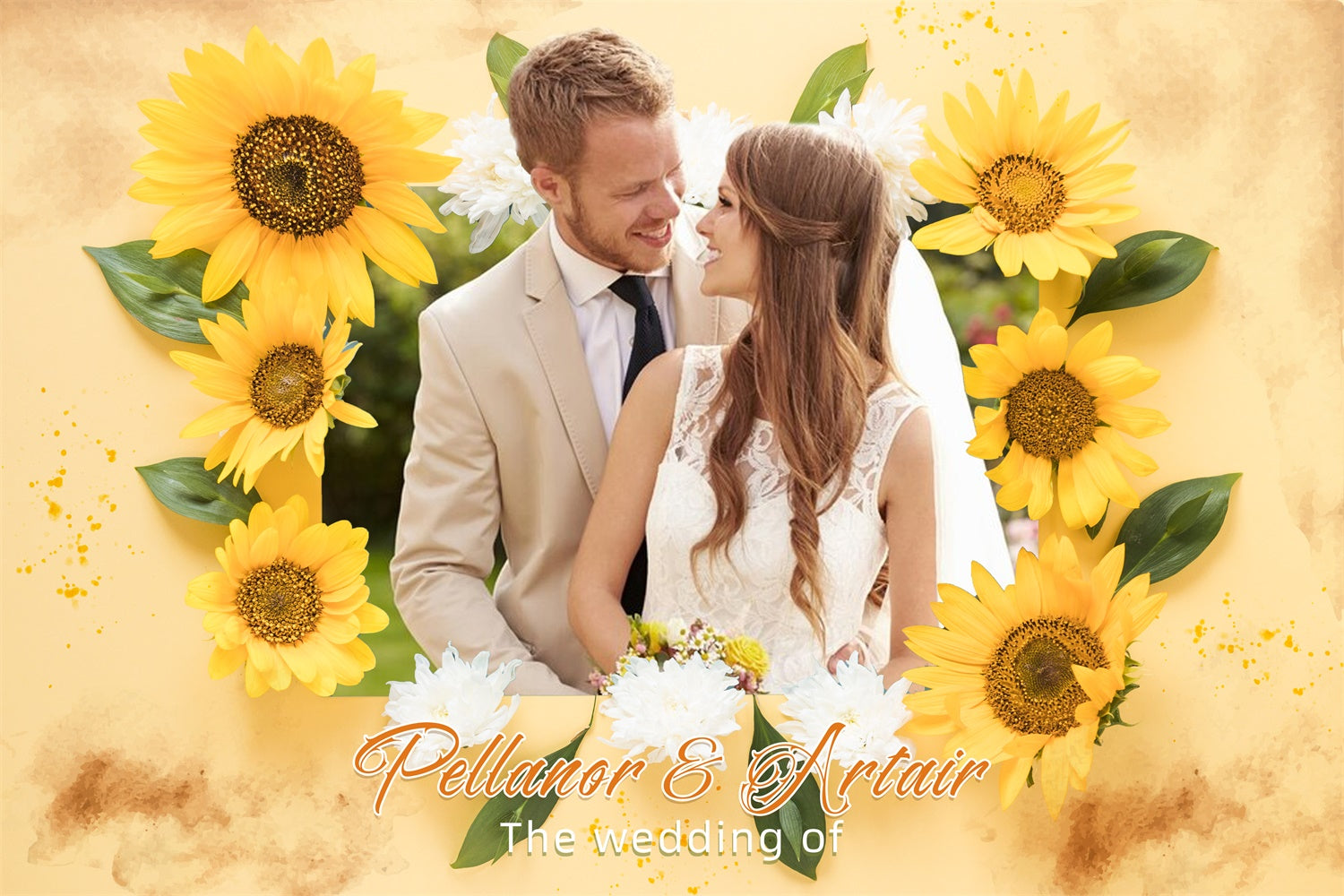 Benutzerdefinierte Hochzeit Fotohintergrund Helle Sonnenblume Hintergrund LXX4-108