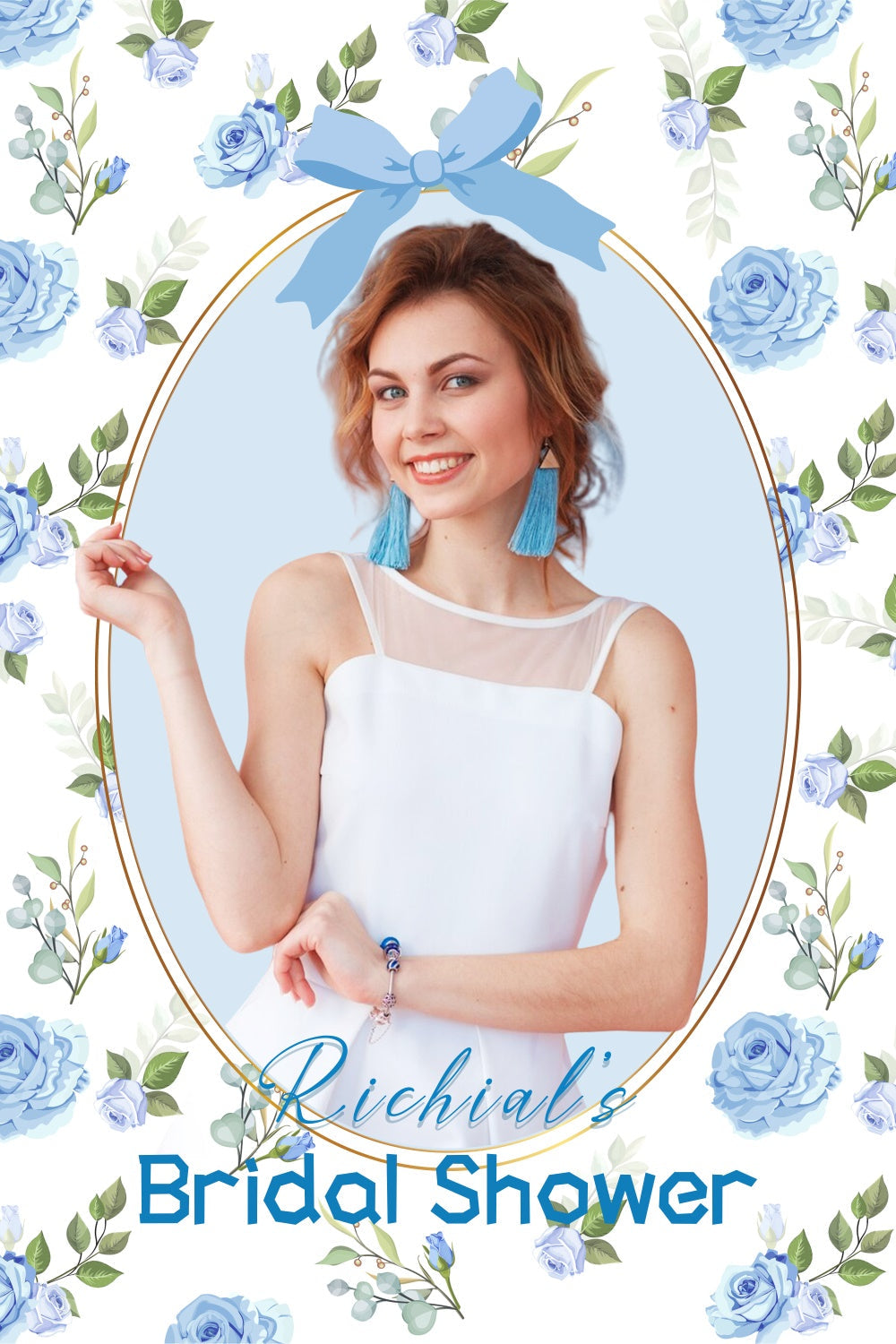 Hintergrund für Brautdusche Pastellblaue Rose Individueller Hintergrund LXX4-127