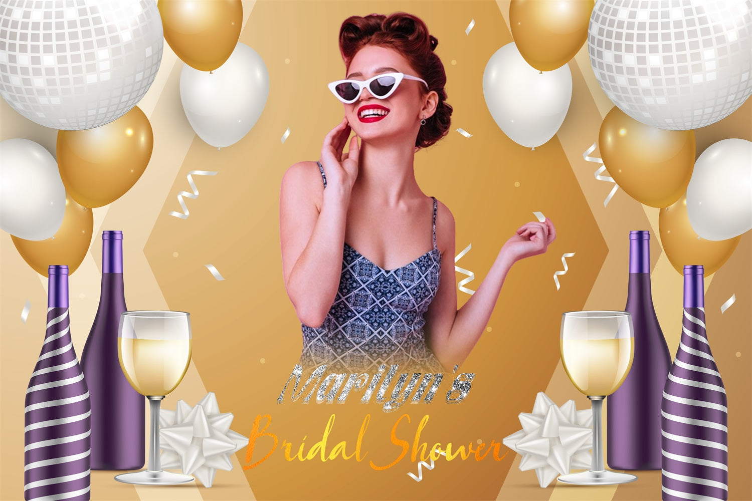 Backdrops für Brautdusche Sparkle Ballon Personalisierte Backdrop LXX4-138