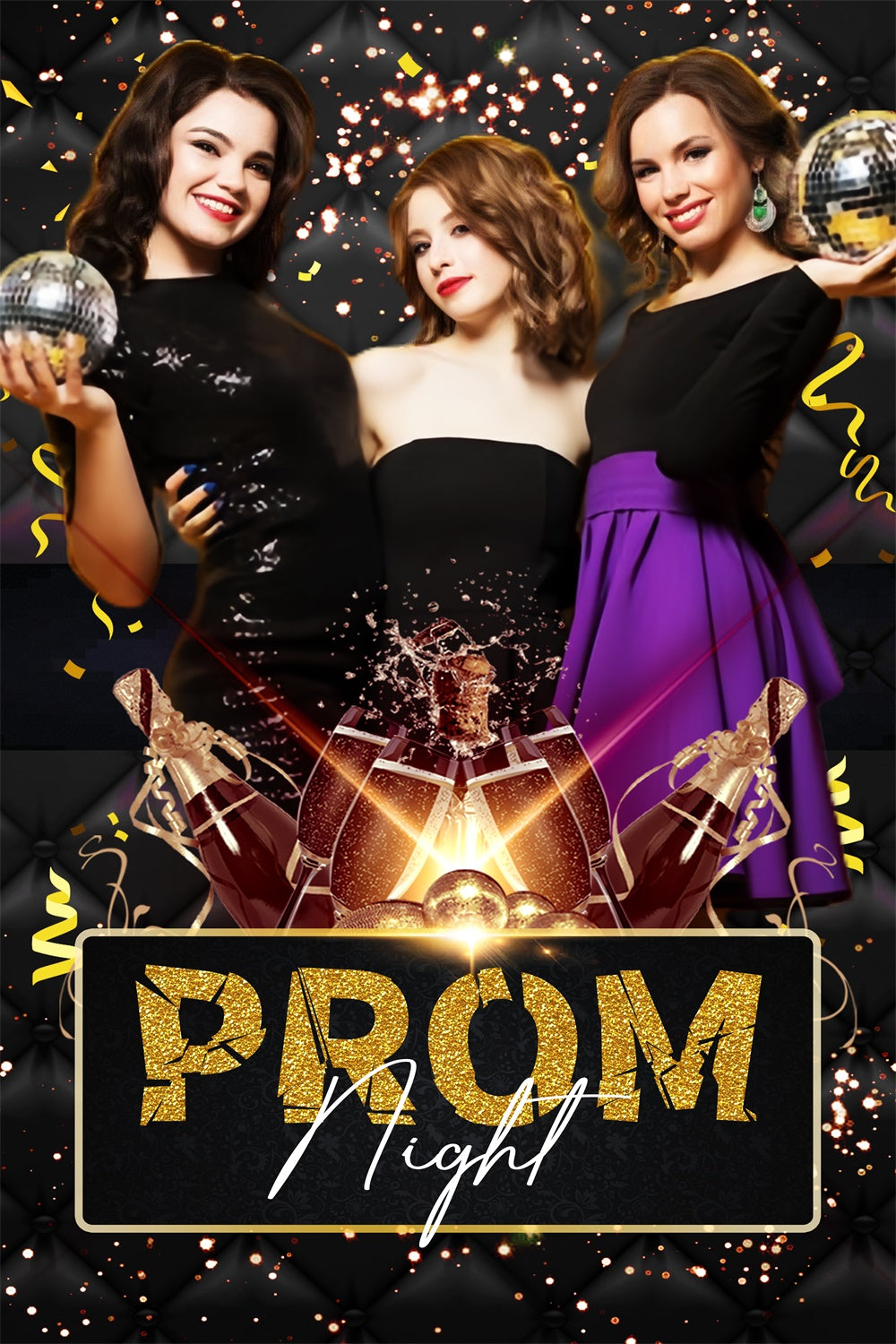 Abschlussball-Hintergrund Ideen Glitter Champagner Abschlussfeier Hintergrund LXX4-161