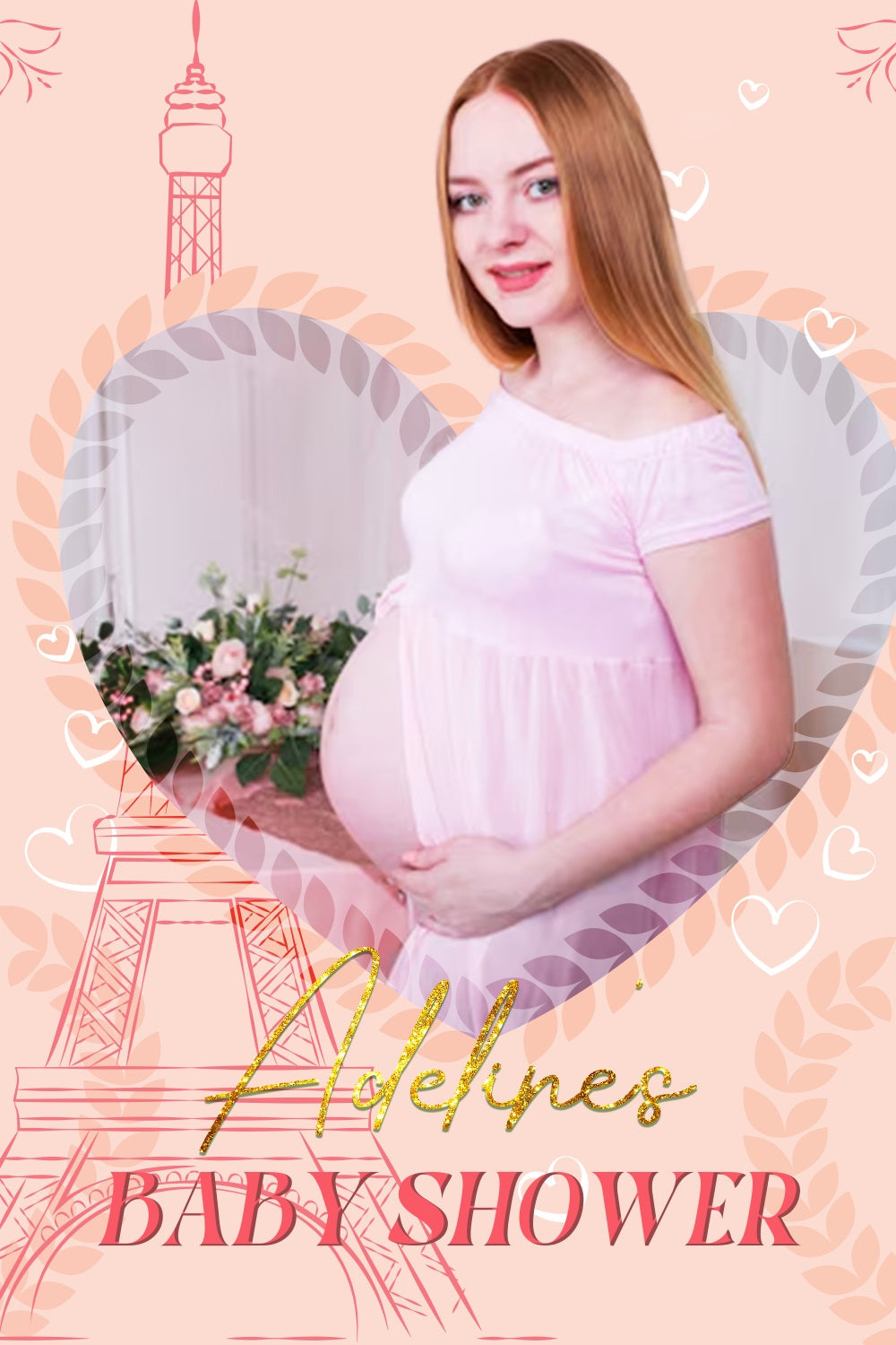Baby Shower Fotokulisse Herz Eiffelturm Personalisierte Kulisse LXX4-190