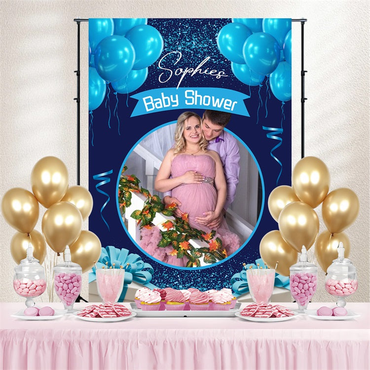 Hintergrundkulissen Baby Shower Blau Geschenk Ballon Personalisierte Hintergrundkulisse LXX4-196