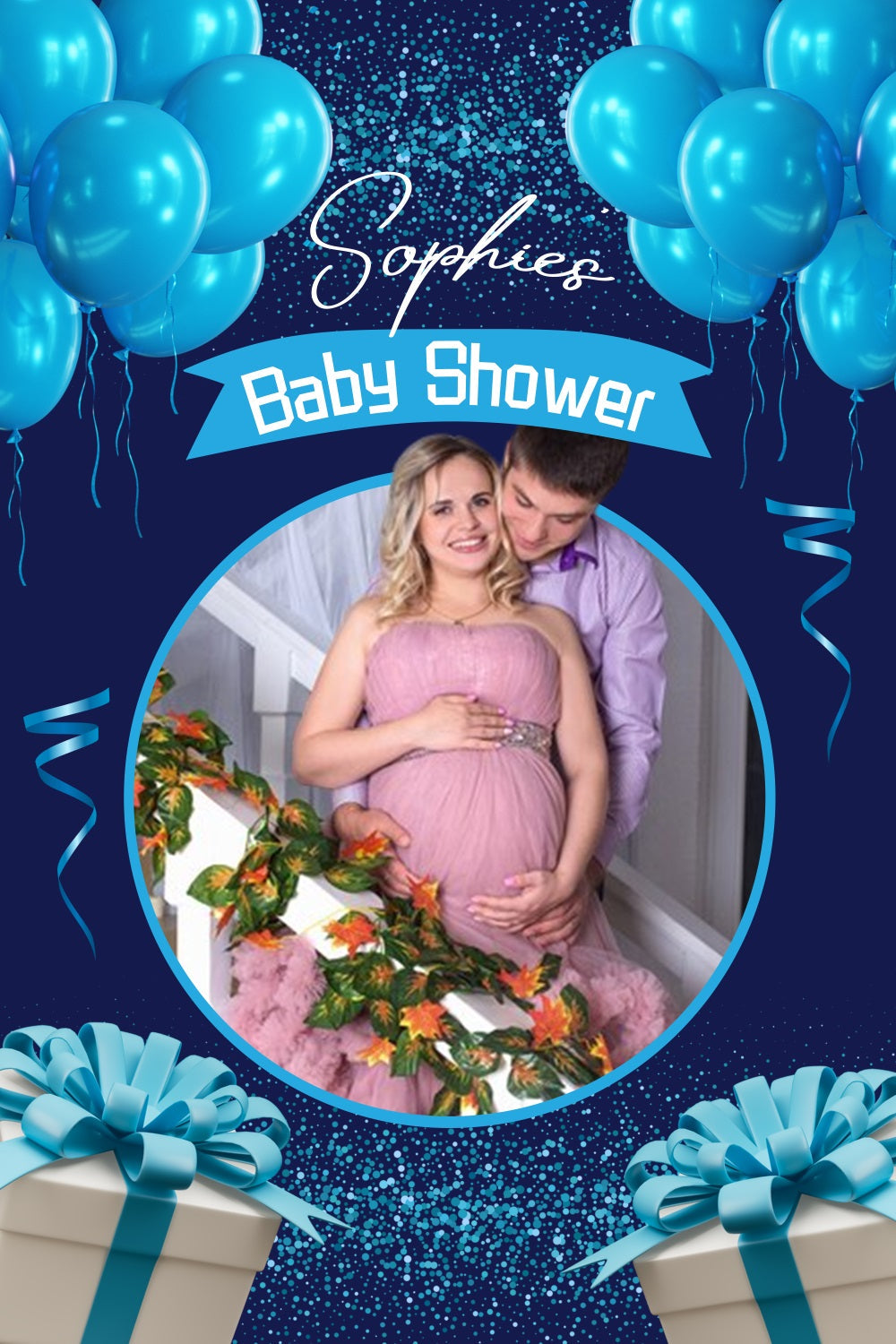 Hintergrundkulissen Baby Shower Blau Geschenk Ballon Personalisierte Hintergrundkulisse LXX4-196