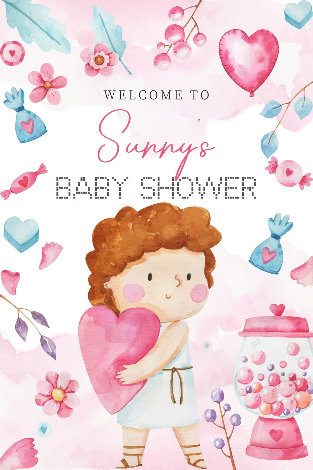 Baby Shower Backdrops Süßer Cartoon Candyland Individuell gestalteter Backdrop LXX4-216